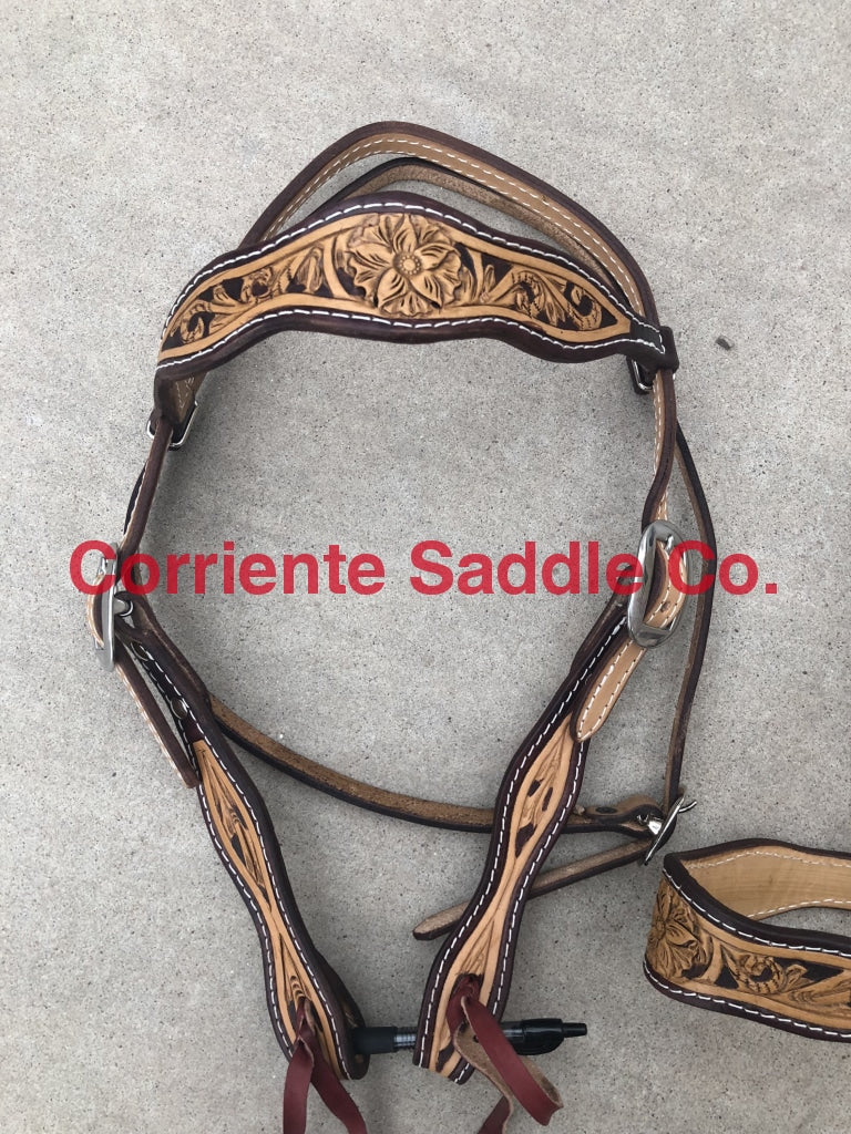 CSHEADSTALL 110 Browband Headstall Antique Double Flower - Image 2
